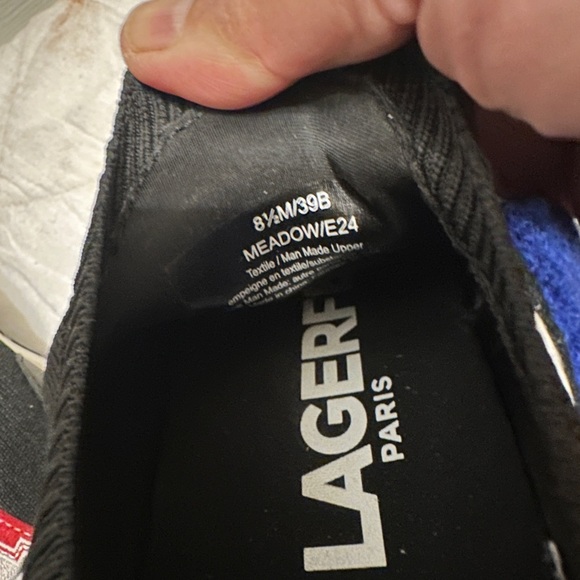 Karl Lagerfeld Black Sneakers with Blue and Red Accents - Picture 13 of 14